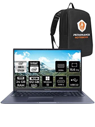 ASUS Vivobook 15 X1502ZA i3 1215U 24GB RAM 512GB SSD 15.6'' FHD W11PRO EJ1645 & PER4 ÇANTA