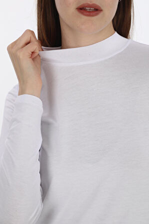 Viskon Dik Yaka Tunik -Beyaz