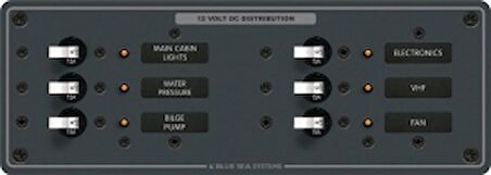 Blue Sea System Systems DC 6 pozisyonlu sigorta paneli. 12V DC. 95x267mm