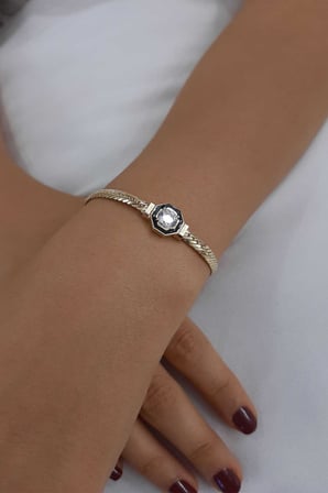 14 Ayar Altın Tektaş Balık Sırtı Bileklik