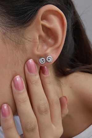 14 Ayar Altın Swarovski Taşlı Lava Küpe