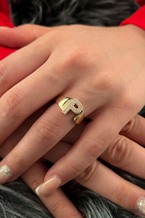 14 Ayar Altın Taşlı P Harfli Yüzük