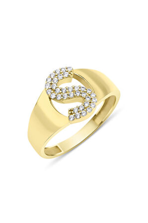 14 Ayar Altın Taşlı S Harfli Yüzük