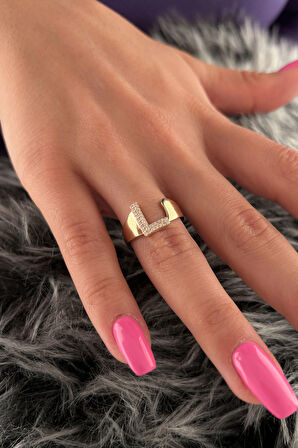 14 Ayar Altın Taşlı L Harfli Yüzük