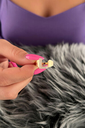 14 Ayar Altın Taşlı L Harfli Yüzük