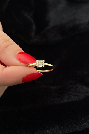 14 Ayar Altın Üçlü Baget Yüzük