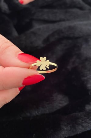 14 Ayar Altın Düz Yonca Yüzük