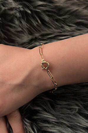 14 Ayar Altın Omega Kilit Detaylı Ataç Bileklik