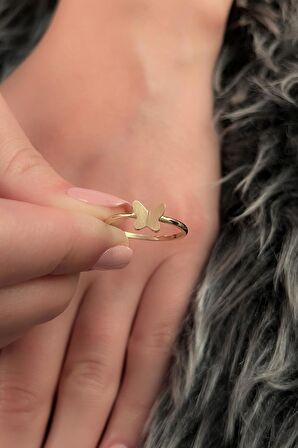 14 Ayar Altın Taşsız Kelebek Yüzük