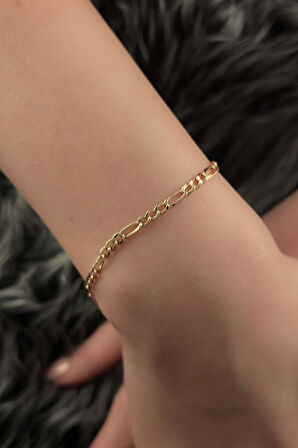 14 Ayar Altın Figaro Bileklik İnce 2.75  mm