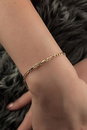 14 Ayar Altın Figaro Bileklik İnce 2.75  mm