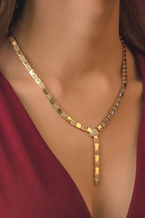 14 Ayar Altın Taşlı Lunox Kolye