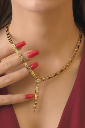 14 Ayar Altın Taşlı Lunox Kolye