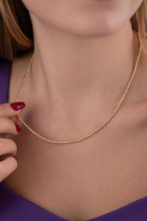 14 Ayar Altın Sıralı Dorika Top Kolye