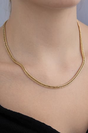 14 Ayar Altın Sık Gurmet Zincir Kolye 4  mm