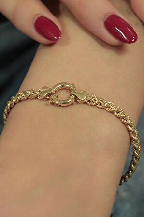 14 Ayar Altın Burgu Bileklik 4 mm