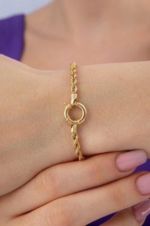 14 Ayar Altın Burgu Halat Bileklik 3.25 mm