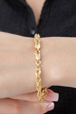 14 Ayar Altın Işıltılı Burgu Halat Zincir Bileklik 5.15 mm