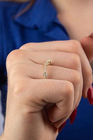 14 Ayar Altın Taşlı Papatya Yüzük