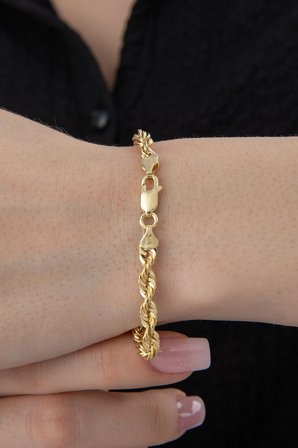 14 Ayar Altın Işıltılı Burgu Halat Zincir Bileklik 4.40 mm