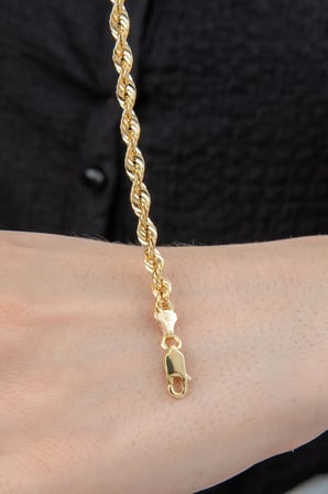 14 Ayar Altın Işıltılı Burgu Halat Zincir Bileklik 4.40 mm