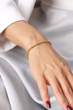 14 Ayar Altın Işıltılı Burgu Halat Zincir Bileklik 3.30 mm
