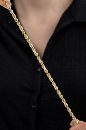14 Ayar Altın Işıltılı Burgu Halat Zincir Bileklik 3.90 mm