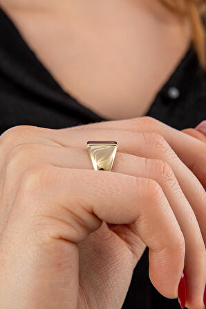 14 Ayar Altın Ametist Taşlı Oval Yüzük