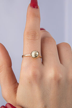 14 Ayar Altın Işıltılı Topçuk Yüzük 3