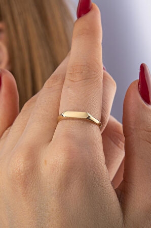 14 Ayar Altın Kalın Çizgi Yüzük