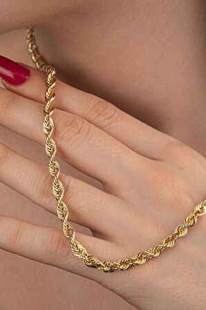 14 Ayar Altın Işıltılı Burgu Zincir Kolye 4.40 mm