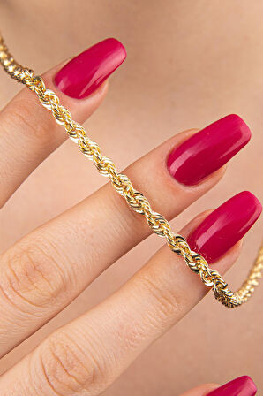 14 Ayar Altın Işıltılı Burgu Zincir Kolye 3.90 mm