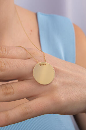 14 Ayar Altın Plaka Kolye