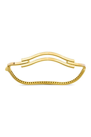 22 Ayar Görünümlü 14 Ayar Altın Kaburga Ajda Bilezik Kelepçe