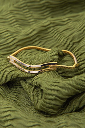 22 Ayar Görünümlü 14 Ayar Altın Kaburga Ajda Bilezik Kelepçe