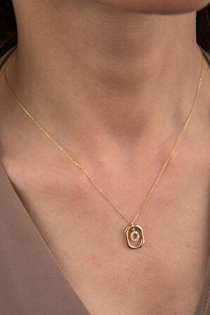 14 Ayar Altın Taşlı O Harf Kolye