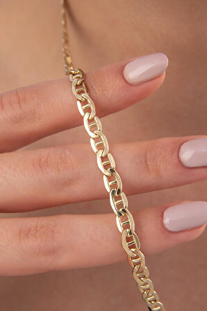 14 Ayar Altın Barlı Valentino Zincir Kolye 5 mm