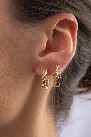 14 Ayar Altın Büyük Pullu Küpe