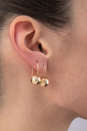 14 Ayar Altın Kalemli Orta Top Küpe