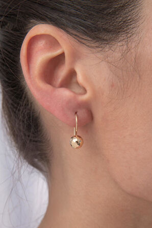 14 Ayar Altın Kalemli Mini Top Küpe