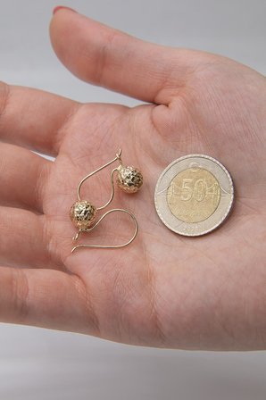14 Ayar Altın Kristal Mini Top Küpe
