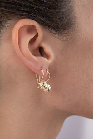 14 Ayar Altın Düz Kalemli Midi Top Küpe