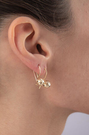 14 Ayar Altın Düz Kalemli Mini Top Küpe