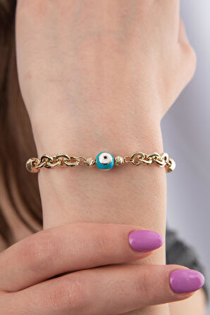 14 Ayar Altın Nazarlık Detaylı Halkalar Bileklik