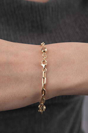 14 Ayar Altın Nazarlık Detaylı Halkalar Bileklik