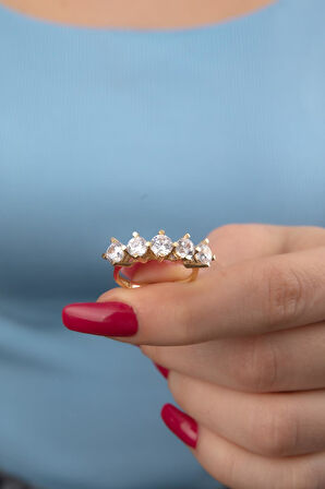 14 Ayar Altın Beştaş Yüzük 7