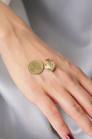 14 Ayar Altın İşlemeli Kalp Kolye Ucu