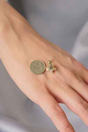 14 Ayar Altın Desenli Yıldız Kolye Ucu