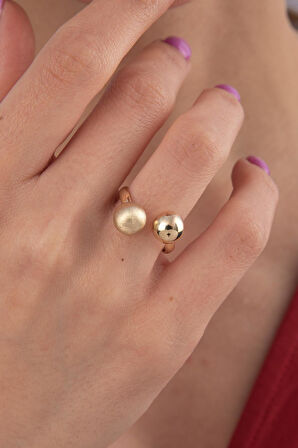 14 Ayar Altın Mini İkiz Topçuklar Yüzük