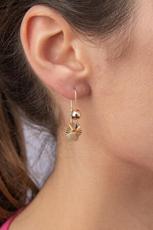 14 Ayar Altın Papatya Sallantılı Pır Pır Küpe